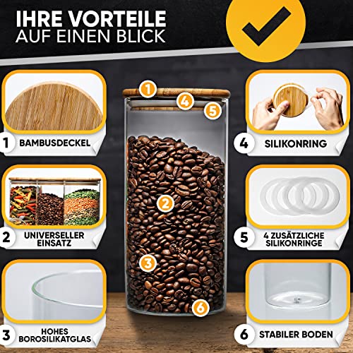 Vorratsgläser Set aus Glas mit Deckel und Stift – 4er Set