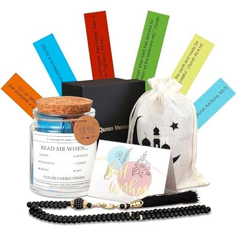Quran Verse Jar, Islamic Ramadan and Eid Gifts for Women Men, Muslim Quran Daily Affirmation Verses, Hope & Prayer Jar, Spiritual Comfort Read For Emotions and Feelings Cover