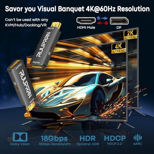 Adaptador HDMI a DisplayPort unidireccional 4K@60Hz miniatura 2