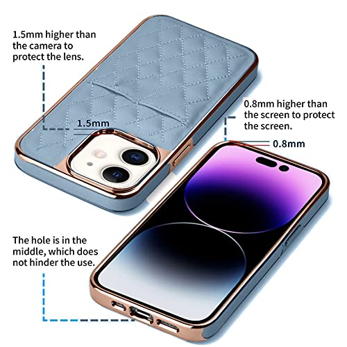 Image of PULOKA iPhone 11 Leather Back Cover Royal Diamond Pattern with Electroplated Case Compatible for Apple iPhone 11 6.1 inchinch - Sierra Blue
