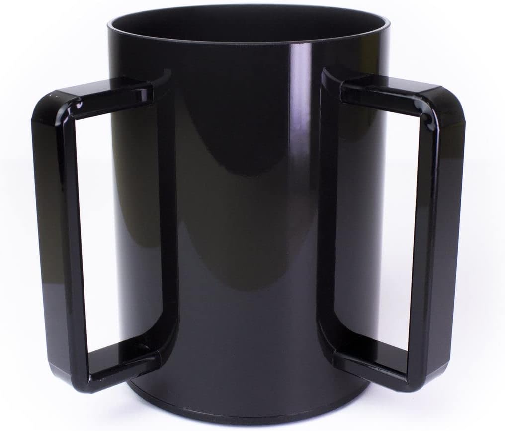 (D) Judaica Lucite Wash Cup Jewish with 2 Handles (Clear Gold)