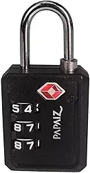 Cadeado Com Segredo Numérico 3 Dígitos Tsa Zamac 30pl Papaiz (Preto)