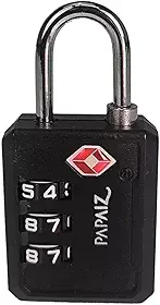 Cadeado Com Segredo Numérico 3 Dígitos Tsa Zamac 30pl Papaiz (Preto)