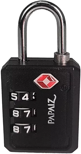 Cadeado Com Segredo Numérico 3 Dígitos Tsa Zamac 30pl Papaiz (Preto)