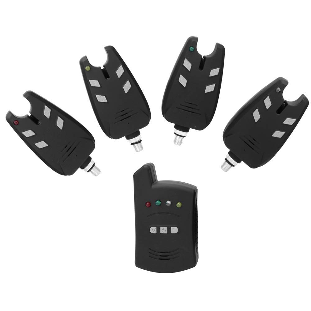 4 STK. Angelbissalarm & 1 STK. Empf?ngeranzeige Ton & LED-Lichtalarm Fischausr¨¹Stung Zubeh?r Elektronischer Angelalarm Drahtloses Set