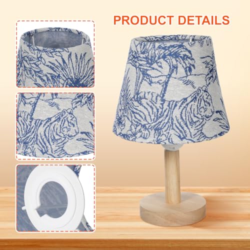 Image of UKCOCO Drum Lamp Shade, 6.6 x 6.6 x 5 inch Mini Embroidered Fabric Lampshade Rain Forest Printed Small Lamp Shade Tablelamps Conical for E27 /E14 (Random Rain Forest Animals or Plants Patterns)