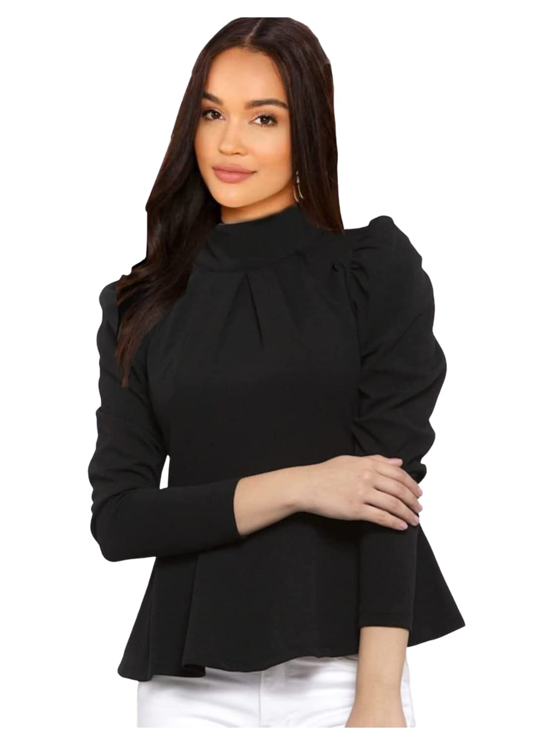 Dream Beauty FashionWomen's Cotton High Neck Full Sleeve Regular Fit Tshirt (TIK Tok)