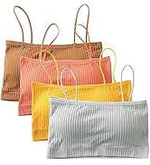 4 Pack Gewatteerde Crop Tops Vrouwen Meisjes Bandeau BH Naadloze Stretchy Bralette Tank Tops voor Slaap Yo...