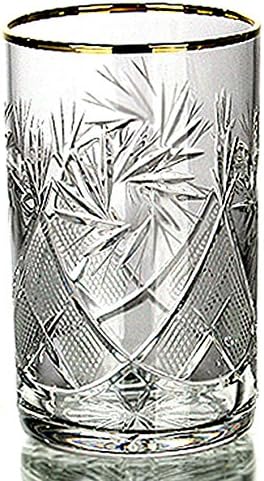 Miniatura 4 de Juego de té ruso de 12 piezas, vasos de cristal templado con bandas de oro de 24 quilates con soportes de vidrio de metal, diseño vintage