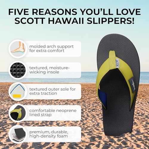 Scott Hawaii Men's Hanapa'a Sandal | Fish Flag Design | Neoprene Lined Strap | Molded Outsole With Arch Suport And Heel Cup | Non-marking No-slip | Marine And Boat Friendly Flip Flop2
