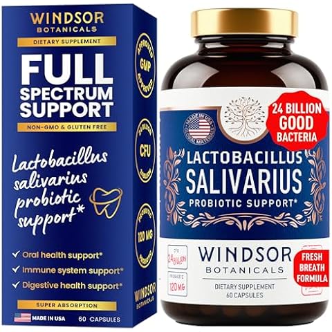 Lactobacillus Salivarius Probiotic - 24bn CFU L Salivarius Dental Probiotics for Teeth and Gums - Bad Breath Treatment for Adults, Immune Support, Digestive Health - 60 Oral Probiotic Capsules Cover