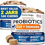 (2 Pack) Probiotics for Dogs - 340 Dog Probiotics Chews - Digestive Enzymes & Prebiotics - Support Gut Health, Diarrhea, Gas & Constipation Relief - Itchy Skin, Allergies - Advanced Supplement