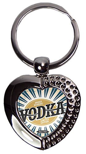 Preisvergleich Produktbild Schlüsselanhänger Nostalgie Alkohol Retro Vodka Herz Bedruckt