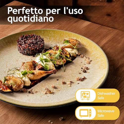 MIAMIO - Set di 6, 21 cm Piatti per la cena, Piatti in ceramica, Piatti da cucina, Set di piatti - Piatti adatti al microonde, al forno e alla lavastoviglie - Collezione Las Palmitas - immagine 3