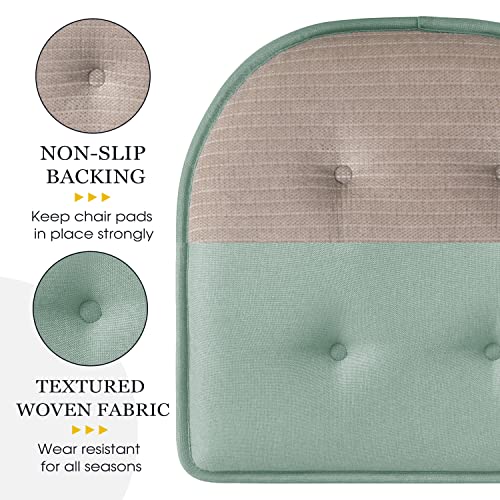 Basic Beyond Chair Cushions For Dining Chairs 6 Pack, Memory Foam Chair Cushion With Non Slip Backing, 17X16 Inches Kitchen Chair Pads(Scuba Green) #TOP2