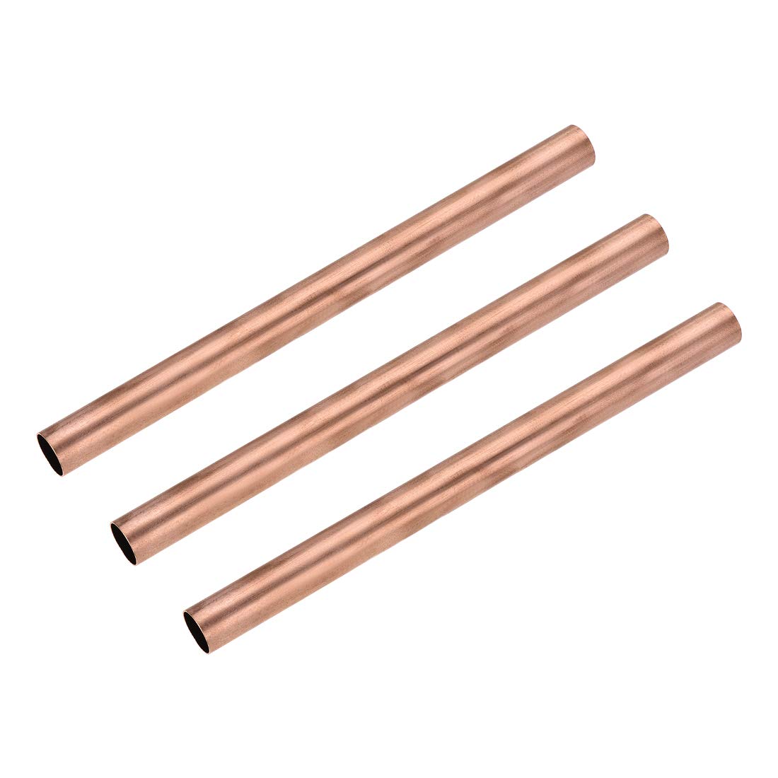 sourcing map Cobre Redondo Tubo, 15mm OD 0.5mm Pared Grosor 200mm Longitud Recto Tubería Tubo 3uds