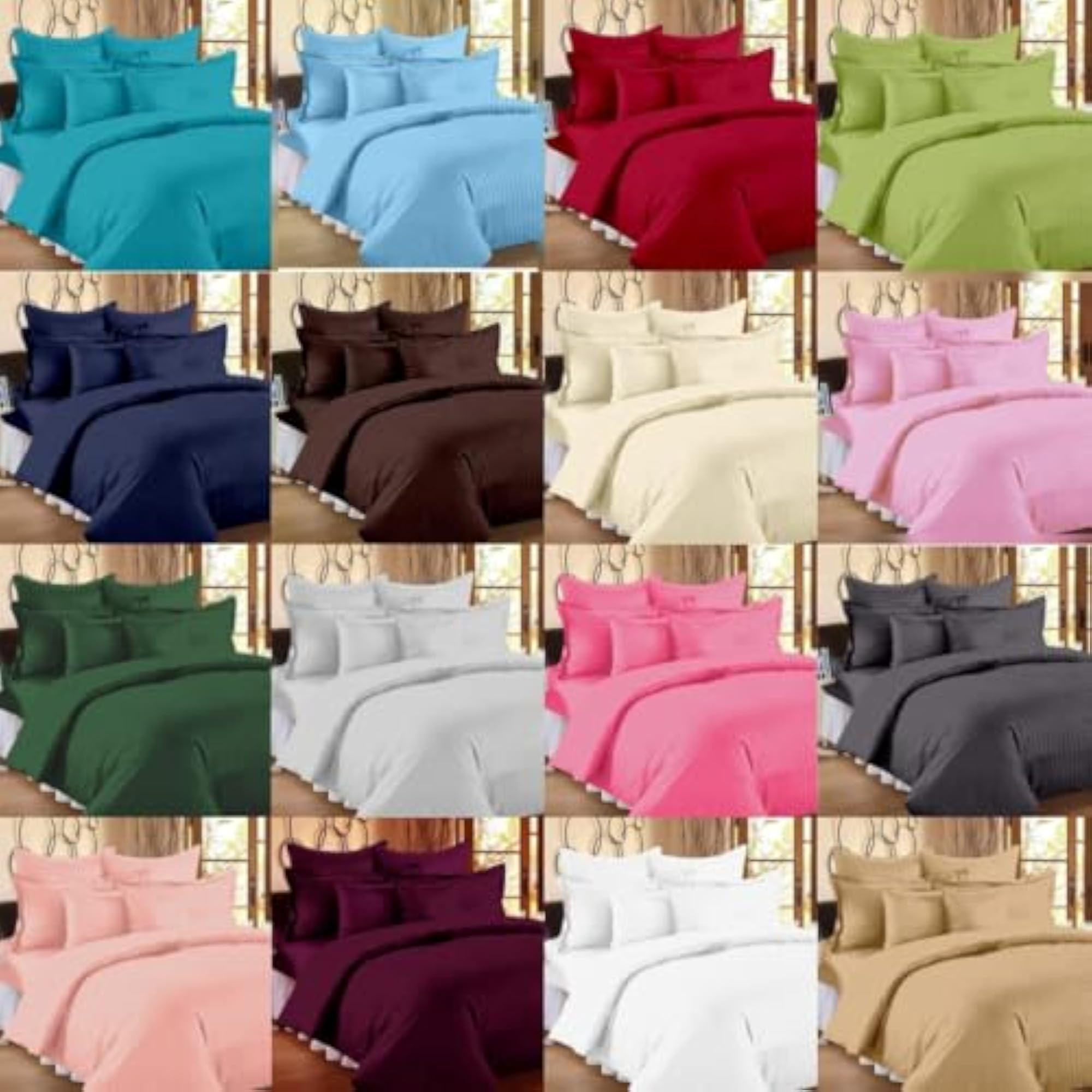 Luxurious SilverWeave Double Queen Striped Bedsheet with 2 Pillow Covers