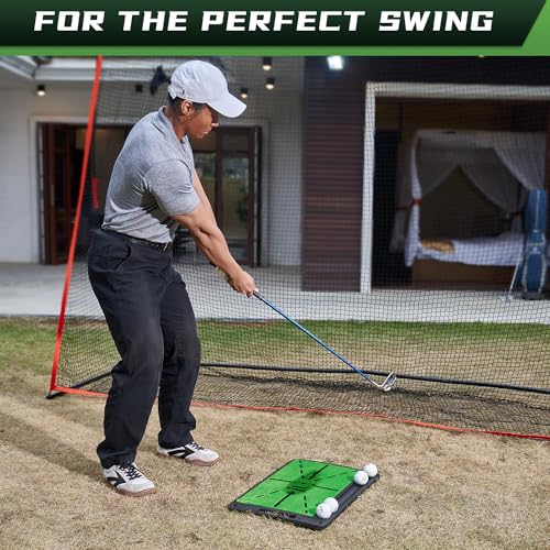 Golf Swing Training Mat, 13\"x17\" Premium Golf Practice Mat for Swing Detection, Professional Golf Impact Mat with Integrated Ball-Tray, Heavy Duty Non-Slip Rubber Bottom, for Indoor Practice - Thumbnail 5