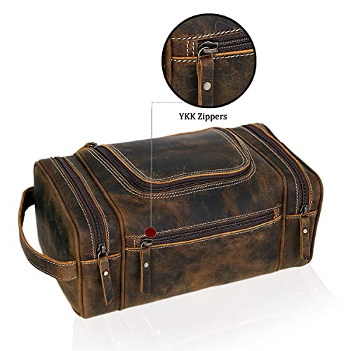 Vc Vintage Couture Genuine Leather Toiletry Bag For Men - Extra Large Leather Men's Toiletry Bag For Traveling Hanging, Real Leather Dopp Kit For Men Leather Shaving Bag For Travel #TOP7