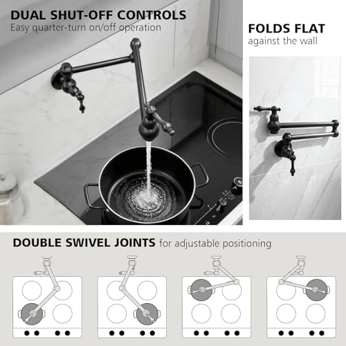 Dopukie Pot Filler Faucet Wall Mount Over Stove with 23" Extended Reach — view 3