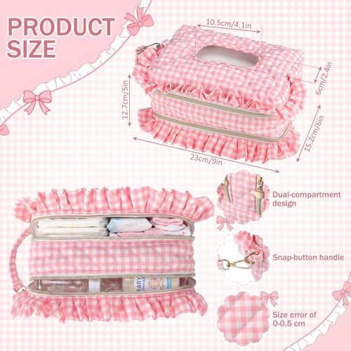 Double-layer Quilted Diaper Pouch Portable Baby Wipes Bag (White) - 4