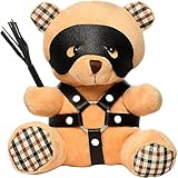 Master Series BDSM Bear for Men, Women & Couples. Soft, BDSM Themed Teddy Bear Stuffed Animal Medium. Cute and Sexy Gift. 1 Piece, Beige and Black.