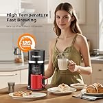 Mini Single Serve Coffee Maker for K Cup and Ground Coffee, Fast Brew One Cup Coffee Machine with Descaling Reminder and Water Window, 6 to 12 oz. Brew Sizes, Black - Image 4