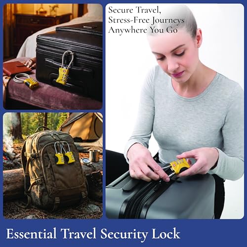 Image of Brookstone Cable Lock - 2 Pack 3-Digit Keyless TSA Approved Locks for Luggage - Resettable Combination Luggage Lock, Size One Size, Lemon Yellow