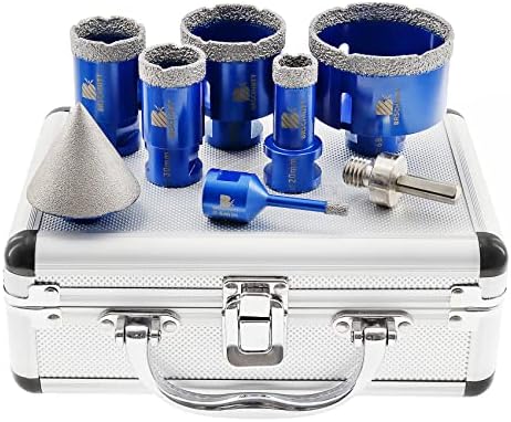 Diamond Core Drill Bit Set for Porcelain Tile Ceramic Marble Granite Drilling,BRSCHNITT 6 8 10 20 25 35 38 50 68mm Vacuum Brazed Diamond Hole Saw with M14 Thread