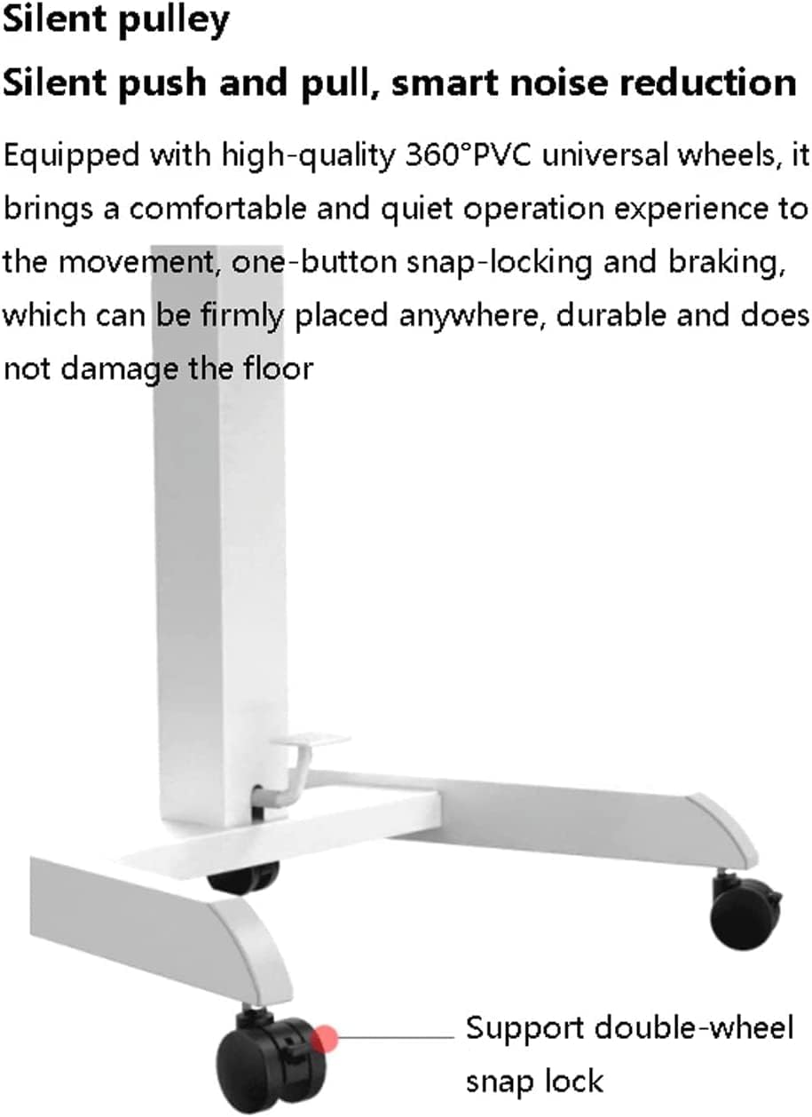 Overbed Table Medical Adjustable Overbed Bedside Table with Wheels Pneumatic Mobile Laptop Computer Standing Desk for Hospital and Home Use Lightweight