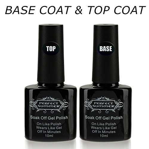 Perfect Summer 10ml Clear Base Coat and Top Coat Gel Nail Polish Sets UV LED Soak Off Nail Lacquers French Manicure Kits