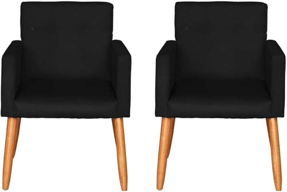 Kit 2 Poltronas Cadeira Decorativa para Sala de estar (PRETO)