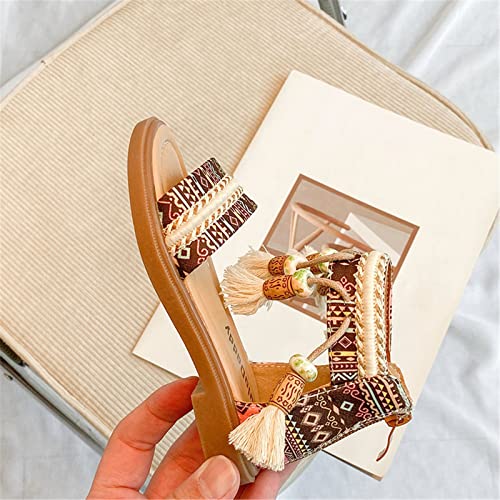 Girls Sandals Girls Open Toe Sandals Stilettos Fashion Tassel Ankle Strap Pumps Back Zip Little Girls Sock3