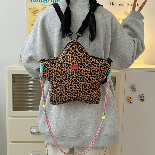Crossbody Bag Nylon Leopard Print Star Shape Small Casual Shoulder Bag Hobo Bag Change Purse Travel Daypacks2