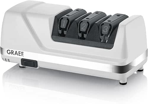GRAEF. CC120 - Elektrischer Messerschärfer, 3 Stufen, Perfekte Schleifwinkel für