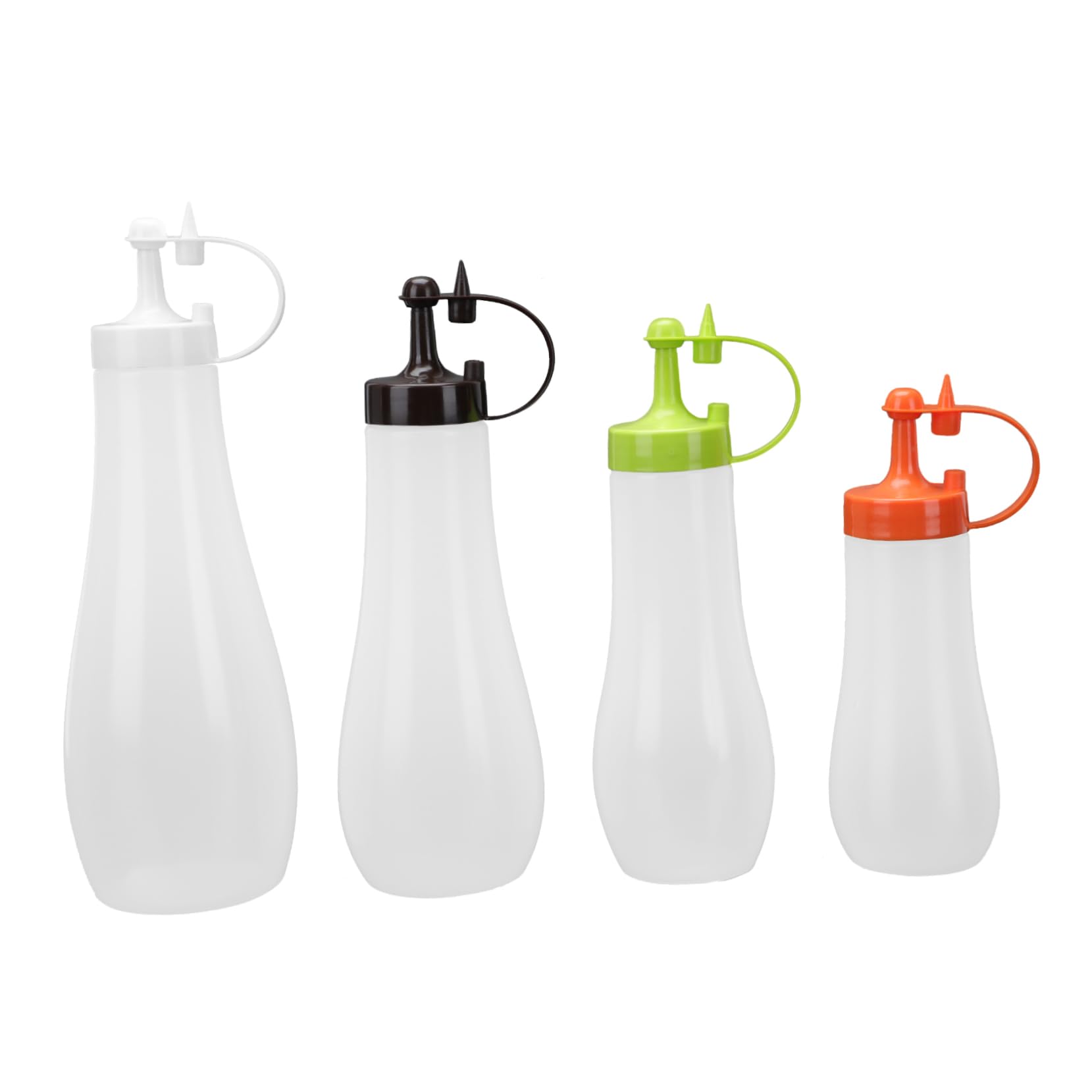 SOLUSTRE 4Pcs Condiment Squeeze Bottles to Salad Dressing Sauce Dispenser Plastic Squeeze Bottles for Bbq Ketchup Oil Easy Squeeze Design Kitchen Essential