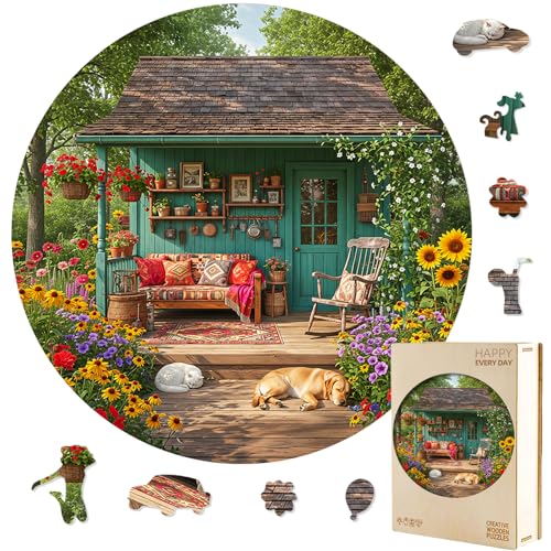 Jollitot Colorful Garden House Puzzles Adults Gifts Wooden 200 Pieces 11.8 * 11.8in