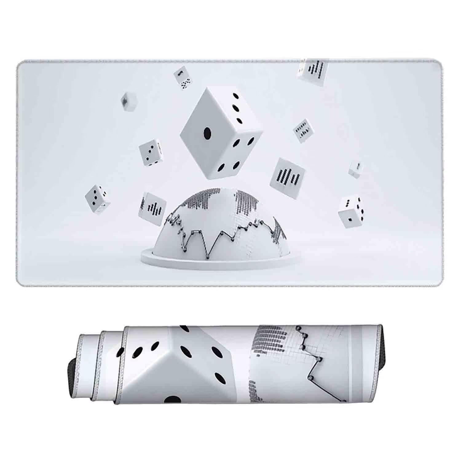 Biała prosta podkładka pod mysz XXL 1200 x 600 mm podkładka pod mysz z przeszytymi krawędziami i antypoślizgową gumową podstawą podkładka pod mysz XXL do komputera, laptopa, akcesoria biurowe a2124