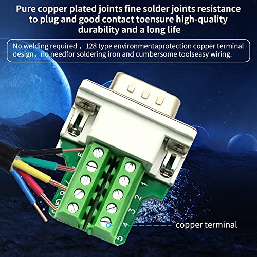 Conector DB9 hembra con tuerca sin soldadura, 2 piezas miniatura 4