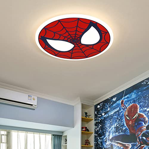 SAIVITT Cartoon led lampe La Chambre des enfants Dimmable Télécommande Plafonnier Chambre créatif Marvel Héros Spiderman rouge Éclairage plafond pour moderne garçon fille chambre bébé lustre (Ø50cm) Cover