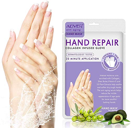 4 Pack Hands Moisturizing Gloves, Hand Spa Mask Infused Collagen, Serum + Vitamins + Natural Plant Extracts for Dry, Cracked Hands, Moisturizer Hands Mask, Repair Rough Skin for Women&Men