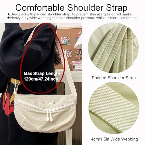Image of Sling Crossbody Bag Women: Hobo Bag Lady Crescent Bags Nylon Dumpling Purse for Daily Travel Hiking Park