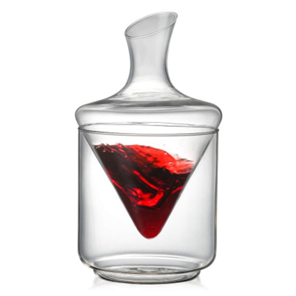 Set decanter per vino con secchiello per il ghiaccio, senza piombo, in cristallo soffiato a mano e feste