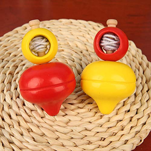 CLISPEED 2 Peças de Pião de Madeira Brinquedo de Atividade Giratória Giroscópio de Madeira Trompos B