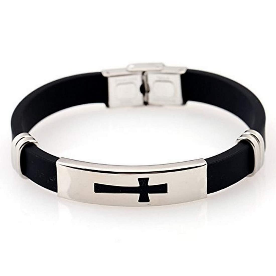 Vientiq Black Braided Leather Bracelet For Men