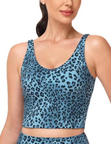 Image of THE GYM PEOPLE Women's Longline Sports Bra Wirefree Padded Medium Support Yoga Bras Gym Running Workout Tank Tops