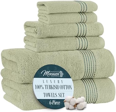 Mocassi Luxury 100% Turkish Cotton 6-Piece Towel Set - Ultra Soft...