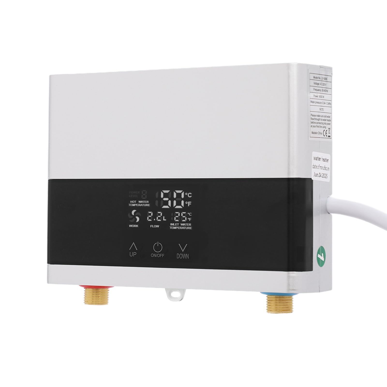 Mini chauffe-eau électrique instantané 6000 W - Chauffe-eau électronique - Pour cuisine - Montage mural - Avec affichage de la température LED et télécommande