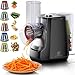 SUPERLEX Gemüseschneider Elektrisch 5-in-1 Gemüsehobel mit 5 Austauschbaren Trommelklingen Elektrische Reibe und Zerkleinerer für Obst Gemüse Käse Obst Nüsse Karotten Ein Klick Bedienung Reibe Küche