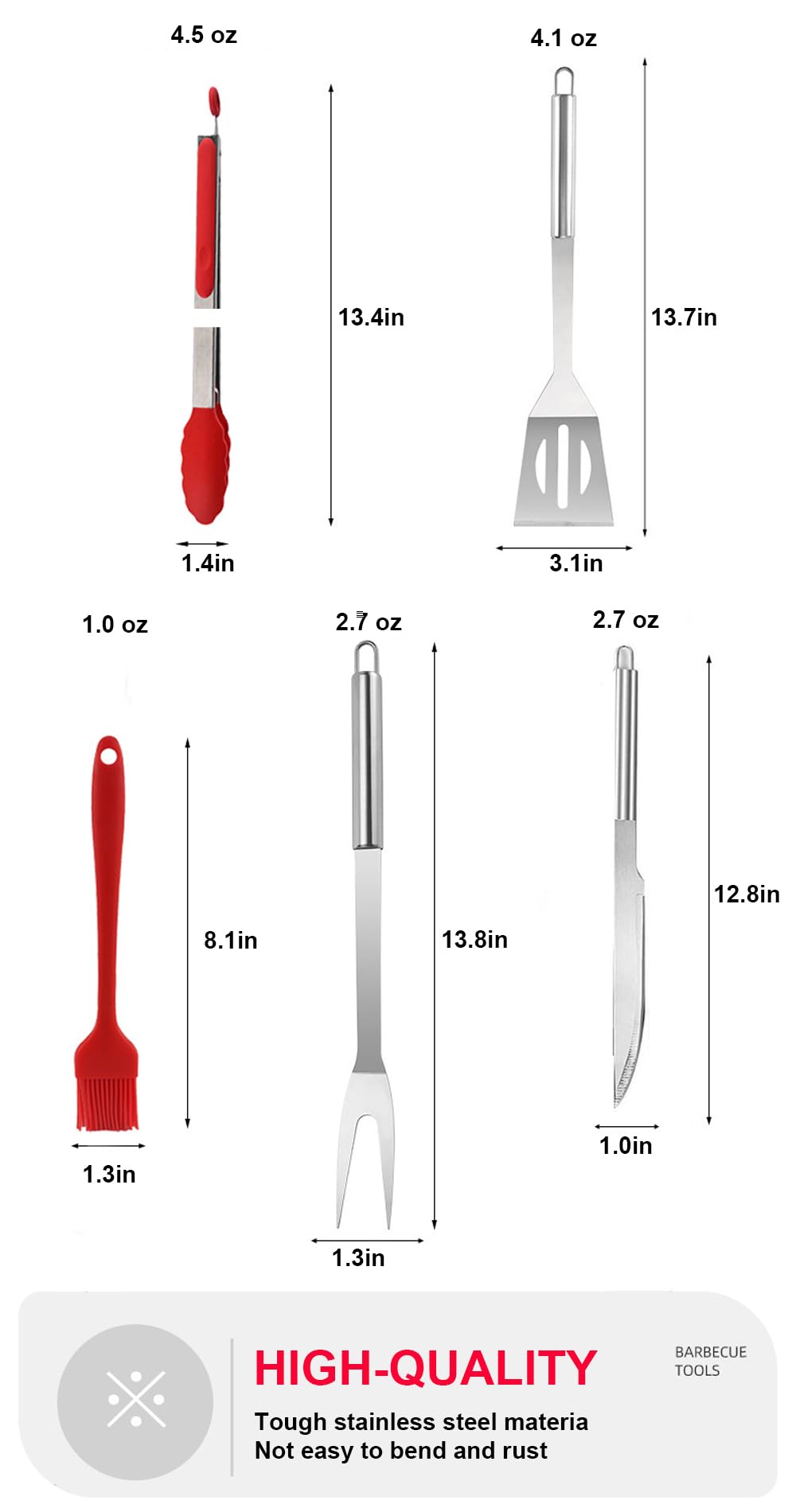 Juego de herramientas para parrilla de barbacoa, accesorios para barbacoa, herramientas de parrilla de acero inoxidable, accesorios de parrilla, accesorios de parrilla para parrilla al aire libre